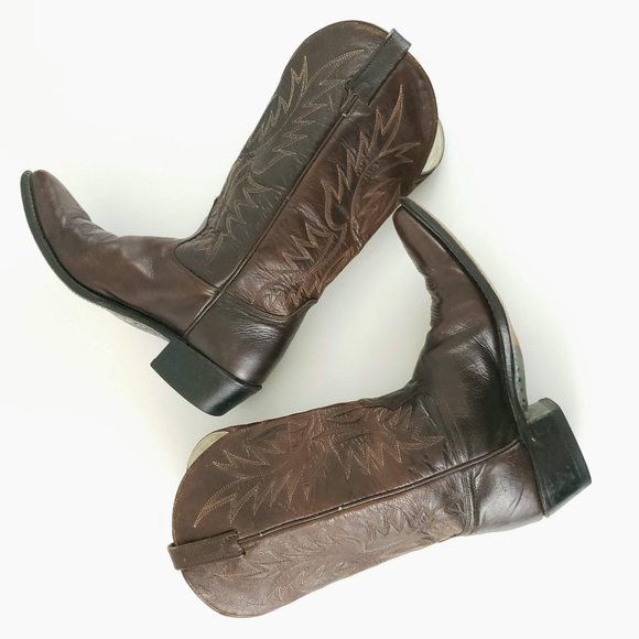 Acme Vintage Leather Western Pointed Toe Boots - Picture 6 of 9